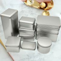 1pc New Square Tin Storage Boxes Small Metal Storage Box Silver Jewelry Keys Coins Metal Box Tin Wedding Candy Storage Tin Can Storage Boxes