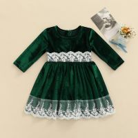 【jeansame dress】1-5Y เด็กสาวกำมะหยี่ชุดเจ้าหญิงฤดูใบไม้ร่วงฤดูหนาวเสื้อผ้าเด็กแขนยาวลูกไม้ชุดบัลเล่ต์ปาร์ตี้คริสต์มาสสาวชุด