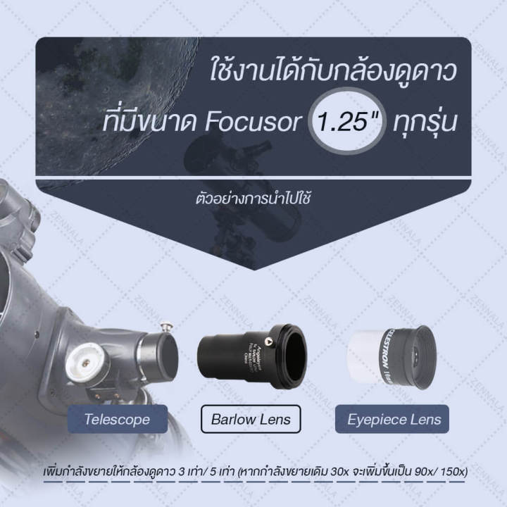 บาโรว์สเลนส์-เพิ่มกำลังขยาย-5-เท่า-1-25-นิ้ว-angeleyes-5x-barlow-lens-telescope-เลนส์กล้องดูดาว-อุปกรณ์ขยายดาว-บาโลเลนส์-อุปกรณ์เสริมกล้องโทรทรรศน์