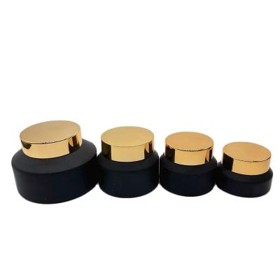 【YF】☼✴❖  packaging 15ml-100g matte black slant shoulder glass bottle with gold lid/pump/dropper lotion cream jar sets