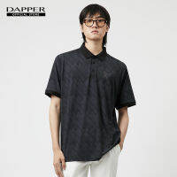 DAPPER เสื้อโปโล The Wall of Sport Print สีดำ