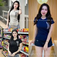 Coffee Shop888 พร้อมส่ง?เสื้อยืดคอกลมปักMe?เสื้อรัดรูป