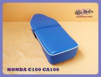 HONDA C100 CA100 "BLUE" COMPLETE DOUBLE SEAT with "WHITE" TRIM #เบาะ เบาะรถมอเตอร์ไซค์ สีน้ำเงิน คิ้วขาว ผ้าเรียบ