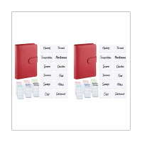 25Pcs A6 PU Leather Budget Binder Set, Binder Cover Personal Planner Binder for Money Saving Cash Envelopes System
