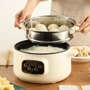 Double Electric Hot Pot Mini Rice Cooker Steam Meat Multifunction Chinese  Hot Pot Food Dishes Non-stick Fondue Chinoise Cookware