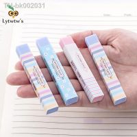 ♚卐 1 Pcs Lytwtws Cute Candy Color Striped Soft Pencil Erasers For Kids Rubber Toy Kawaii Stationery School Office Supply Creative