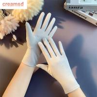 CREAMSD ถุงมือห้านิ้วสำหรับผู้หญิง,ถุงมือผ้าฝ้ายถุงมือขี่จักรยานแบบบางถุงมือป้องกันรังสียูวีถุงมือขับรถสีทึบกลางแจ้งถุงมือพิมพ์ลายจุดฤดูร้อน