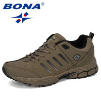 BONA 2019 New Designer Men Sneakers Outdoor Walking Sport Shoes For Male Lace-up Running Shoes Men Cow Split Footwear Trendy