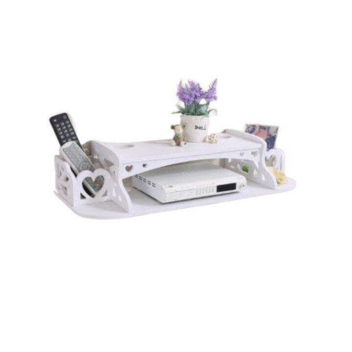 【COD5】 Wooden DVD Player Rack TV Wall Mount 2 Tier Shelf Decoration