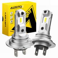 [HOT QQZIWWUJJWG 104] AUXITO 2X H7 LED ไฟหน้าหลอดไฟ Fanless Super White Bright 12V Mini ขนาด360องศา H7อัตโนมัติ CSP Slim LED หัวหลอดไฟสำหรับรถยนต์