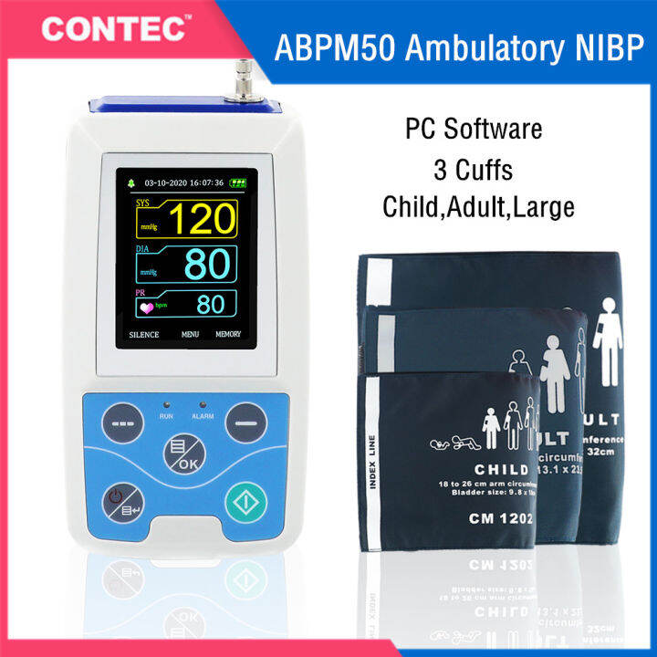 CONTEC ABPM50 24 Hours NIBP Holter Ambulatory Blood Pressure Monitor ...