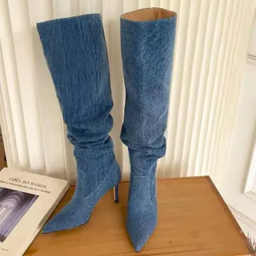Nice Quality New Arrival Top Quality Blue Jeans Boots Women's Sexy Stiletto High  Heels Boots Pointed Toe Back Zipper Large Size Ladies Shoes plus Size 33-45  | Wish