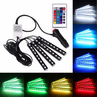 Ambient Light RGB LED Neon Strip Atmosphere Lights Floor Foot Wireless RemoteVoice Control Car Interior Lighting Kit waterproof