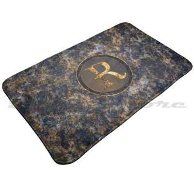 【cw】 Monogram Initial R Dark Marble Pattern Rug Non Door Gold Gilt Gilded ！