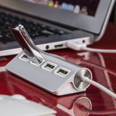 ฮับ USB ความเร็วสูง4พอร์ต USB 2.0พอร์ตอะลูมิเนียมแบบพกพาสายแยกสัญญาณ USB OTG สำหรับ iMac Macbook Air MateBook แท็บแล็ตพีซีแล็บท็อป Feona