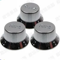 1 Set Chrome Silver Electric Guitar  Bass Tone And Volume Electronic Control Knobs Cap For Strato Guitar（Installation Hole 6Mm