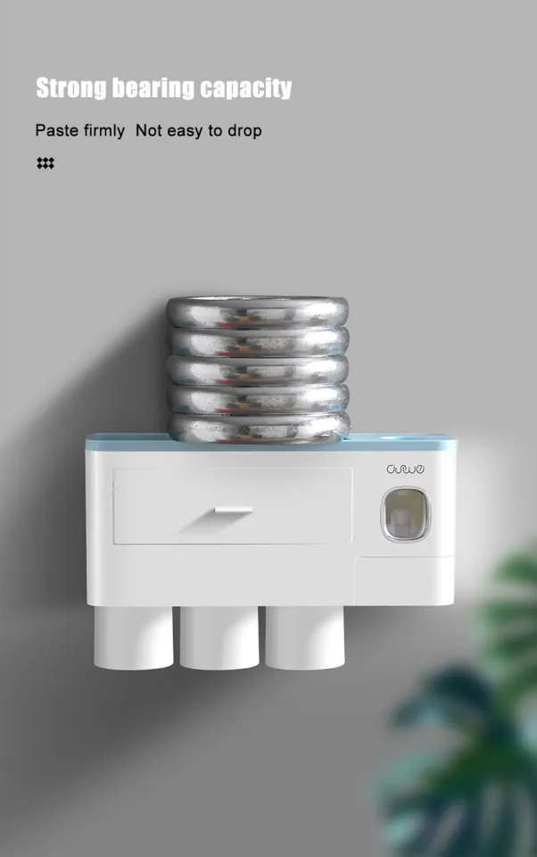 ONEUP New Toothbrush Holder Automatic Toothpaste Dispenser With Cup Wall  Mount Toiletries Storage Rack Bathroom Accessories Set