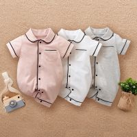 [COD] 2022 new baby jumpsuit summer newborn breathable pajamas home clothes male Korean version of rompers climbing