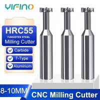 YIFINO ทังสเตน 8.0 มม. 10.0 มม. เครื่องตัดมิลลิ่งเหล็ก 4 ขอบ T-Type Slot Milling Cutter สําหรับการเคลือบอลูมิเนียมเครื่องตัดมิลลิ่งคาร์ไบด์