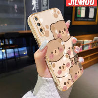 JIUMOO เคสสำหรับ Huawei Y8P P Smart S,เคสการ์ตูนหมีน่ารักใบหน้าเคสมือถือดีไซน์ใหม่ขอบสี่เหลี่ยมบางลายชุบเคสนิ่มกล้องฝาปิดเลนส์ป้องกันการกระแทก