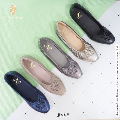 ทรงปกติ: เปลี่ยนไซส์ได้-ไม่รับคืน Zenachoo สูง 1.3 นิ้ว รุ่น Jinny รองเท้าหนังแกะ มีหลายสีให้เลือก