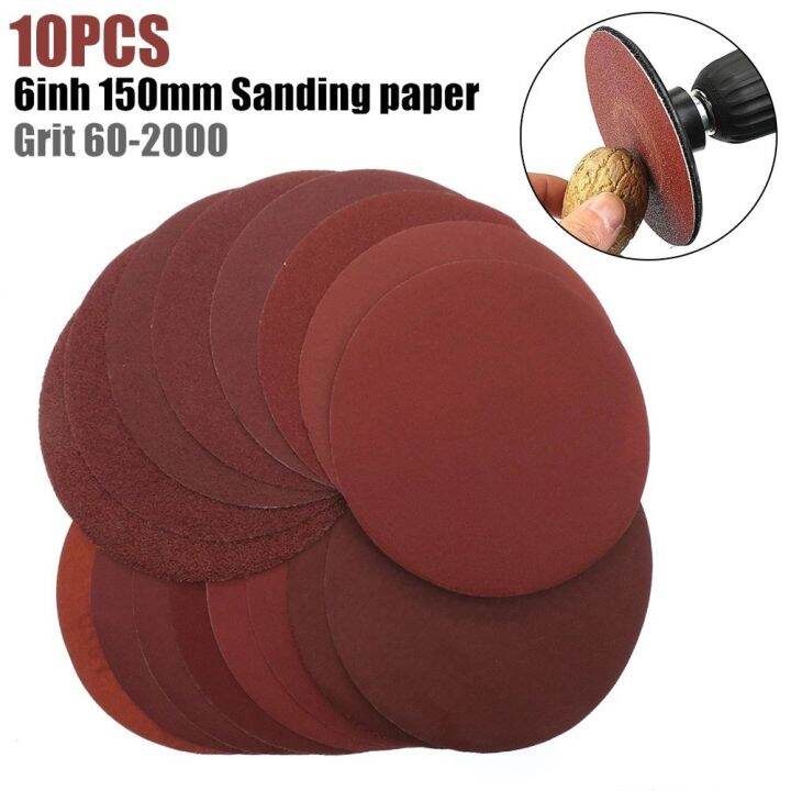 10Pcs 6inch 150mm Round Sanding Disc Sandpaper Disk Sand Sheets Grit 80