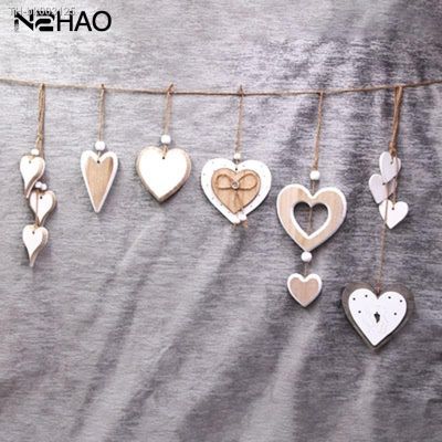 ✠✴▧ Nordic Style Wooden Heart Desgin For Party Wedding Valentine Day Hanging Ornament Vintage DIY Crafts Pendant Home Decorations