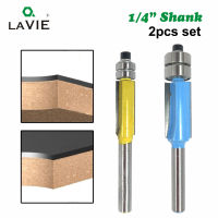 LAVIE 2Pcs 14 "Shank Flush Trim Router Bit แบริ่งคู่ตรง Bits แม่แบบรูปแบบไม้ Milling Cutters End Dual MC01063