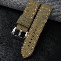 Handmade canvas leather watchband 20 22 24 26MM vintage style mens military watch bracelet suitable for bronze watches