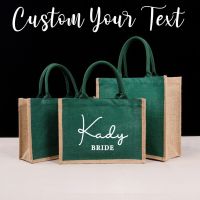 Burlap Tote Bags Personalized Bridesmaid Gift Bag Custom Name Bachelorette Party Beach Jute Bag Mother of Bride Wedding Favors