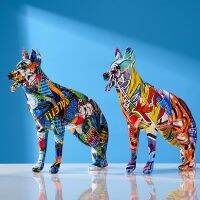 Creative Colorful Art Animal German Shepherd Resin Crafts Home Decoration Color Modern Simple Home Decor Modern