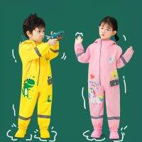 1-12 Years Old Kids Jumpsuit Waterproof Baby One-Piece Cartoon Dinosaur Raincoat Children Rainwear And Rain-proof Pants Set