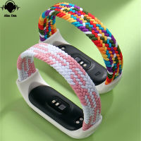 【เส้นด้ายเอเลี่ยน】สายผ้าถักไนล่อนห่วงสายรัดข้อมือสร้อยข้อมือยางยืดบน Mi Band 6 Mi Band 5สายสำรองสำหรับ Mi Band 6 5 4 3