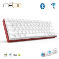 Metoo Mechanical Keyboard Mini Portable Wireless Bluetooth 2.4G Gaming Keyboard GK61 For Desktop PC