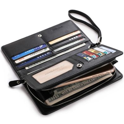 （Layor wallet） ผู้ชายหนังกระเป๋าสตางค์ยาวซิปกระเป๋าเหรียญคลัทช์มัลติฟังก์ชั่ผู้ชาย39; S คลัทช์ใหม่สีทึบคลัทช์ผู้ชายผู้ถือบัตรกระเป๋า