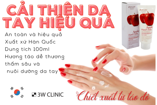 Kem dưỡng da tay hương táo 3w clinic moisturizing apple hand cream 100ml - ảnh sản phẩm 4