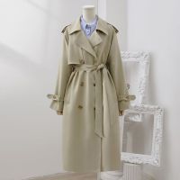 Spot parcel post Mid-Length Trench Coat 2023 Spring New Korean Style Womens Mid-Length High-Grade Casual Long-Sleeved Overcoat