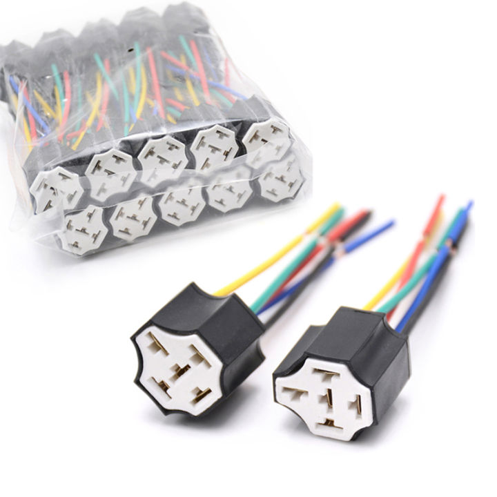 baoda-ตัวยึดรีเลย์รถยนต์เซรามิก-5-pins-auto-relay-socket-5-pin-relay-connector-ปลั๊กเซรามิครีเลย์ยึดที่นั่งรีเลย์สูงพร้อมหมุด