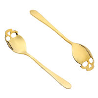 304 Stainless Steel Skull Shape Spoons Halloween Style Colorful Scoops Ice Cream Coffee Dessert Spoons Colander Cutlery 6pcsset