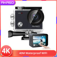 AKASO V50X กล้องแอคชั่นแคม กล้องถ่ายภาพ บันทึก 4K/30fps 2  หน้าจอสัมผัส EIS 170 °ดูกล้องบันทึกวิดีโอกันน้ำ ฟังก์ชั่นรีโมทคอนโทรลไมโครโฟนภายนอก