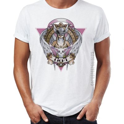 Mens T Shirt Digimon Angewomon Angemon Awesome Artwork Printing Tshirt For Male Graphic Tees Camiseta