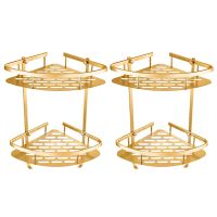 2X Bathroom Gold Shelf Shower Wall Mounted Corner Basket Shampoo Storage Wall Bathroom Shelf