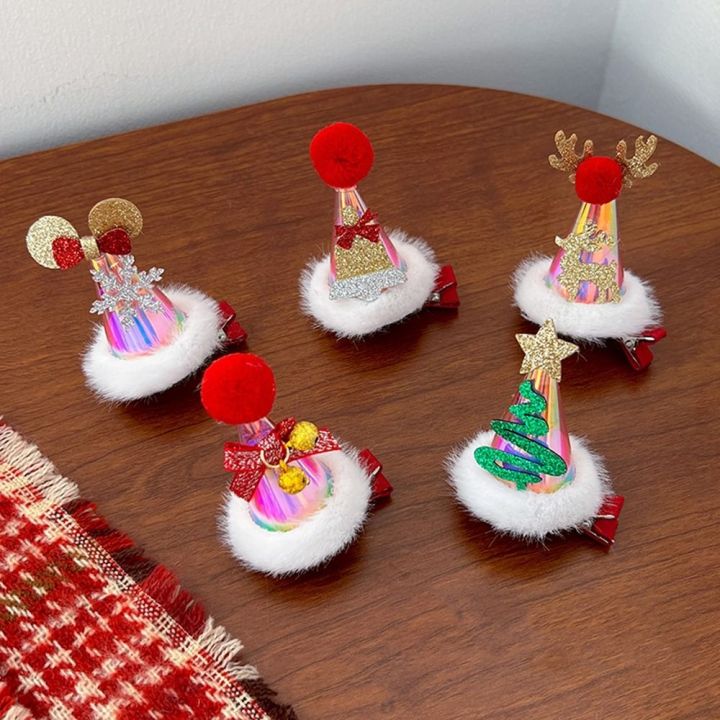 lygjzc-น่ารักน่ารักๆ-สาวๆ-น่ารักมากๆ-ที่หนีบผมสีแดง-ผ้าผ้าทอ-ซานตาคลอส-โบว์น๊อต-หมวกคริสต์มาสพร้อมไฟ-เกล็ดหิมะเกล็ดหิมะ-กิ๊บติดผมหมวกคริสต์มาส-เครื่องประดับผมเกาหลี-กิ๊บติดผมเด็กเรืองแสง-ที่คาดผมเขากว
