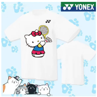 Yonex เสื้อผ้าลายกีฬาปิงปองเสื้อยืดแบดมินตันสำหรับผู้ชายและผู้หญิงเสื้อผ้าสำหรับฝึกซ้อมแห้งเร็วชุดกีฬาเทนนิสลายกีฬาปิงปองเสื้อทัวร์นาเมนต์แขนสั้นแห้งเร็ว Baju Game