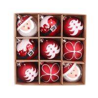 9Pcs 6Cm ลูกบอลพลาสติกเครื่องประดับคริสต์มาส Xmas Tree แขวนจี้เดสก์ท็อปตกแต่ง Home Wall Party Decor