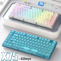 X75 82 Keys Gamer แป้นพิมพ์3โหมดใสวิศวกรรมแป้นพิมพ์ Hotswap บลูทูธไร้สาย2.4กรัม RGB Backlit ปุ่มกดสำหรับแล็ปท็อป