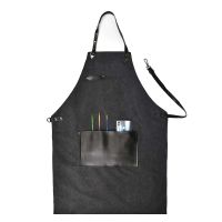 Fashion Korean Version Denim Apron Manicure Coffee Roasting BarBer Shop Floral Carving TaTToo Artist