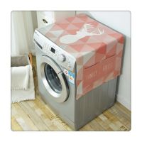 2020 Cartoon Rabbit Cotton Linen Dustproof Washing Machine Cover With Pocket Cloth Cover For Refrigerator Household Home Storage Washer Dryer Parts  A