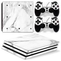 GAMEGENIXX Skin Sticker Marble Texture Protective Decal Removable Cover for PS4 Pro Console and 2 Controllers