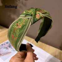 Linfang ที่คาดผมปักลายดอกไม้งานทำมือผ้าโพกหัวสำหรับเครื่องประดับผมผู้ใหญ่ | เครื่องประดับผมของผู้หญิง